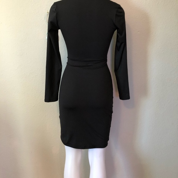 💝Black long sleeve dress midi - Picture 2 of 5